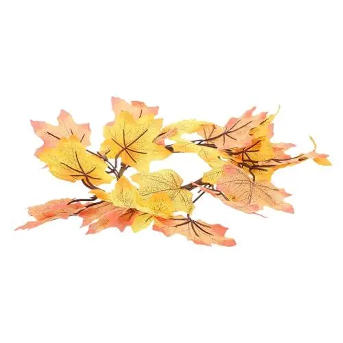 Produktbild: CAXUSD Ahornblattkranz Erntdankfest Kerzenkranz Herbst Hochzeit Kranz Kerzenhalter Im Thanksgiving-tischdekoration Ernte-türkranz Herbst Blätterkranz Seidenblume Wandbehang Eukalyptus