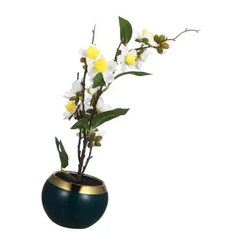 Produktbild: CAXUSD Künstliche Pflaumentopfpflanze Kunstblumen Mit Vase Im Freien Mini Kunstgrün Für Den Außenbereich Pflanzen Eingetopft Sukkulenten Drinnen Gefälschte Farne Künstlicher Farn Keramik