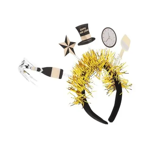 Produktbild: CAXUSD Happy New Year Stirnband Neujahrs-kopfbedeckung Für Erwachsene Kopfbedeckung Stylisches Haarband-accessoire Einzigartiger Festlicher Haarreif