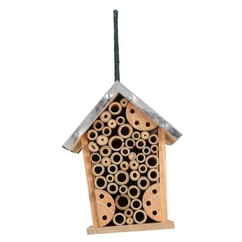 Produktbild: CAXUSD Hängendes Insektenhotel Aus Holz Wetterfestes Bienenhaus Zur Unterstützung Von Pollinatoren Für Garten Balkon Und Terrasse Handgefertigt Und Dekorativ
