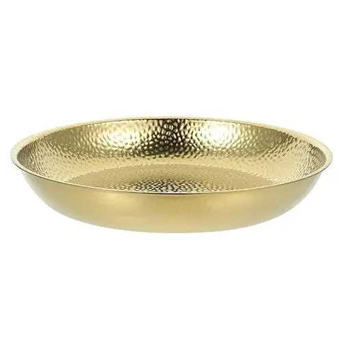 Produktbild: CAXUSD Hammered Edelstahl Servierteller Runde Dekorative Platte Für Pasta Steaks Desserts Elegante Leicht Zu Reinigende Küchenplatte Für Partys Hochzeiten Bbqs