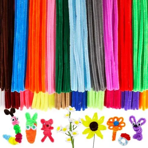 Produktbild: Caydo 200 Stück extra dicke Pfeifenputzer Bastelbedarf in 20 Farben, Chenille-Stiele Pfeifenreiniger für Kinder-Bastelprojekte und Dekorationen (9 mm x 30 cm)