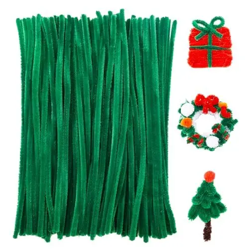 Produktbild: Caydo 200 Stück fluoreszierende grüne Pfeifenreiniger Bastel flexible Chenille-Stiele für Kinder Kunsthandwerksprojekte und Dekoration, 12 Zoll x 6 mm