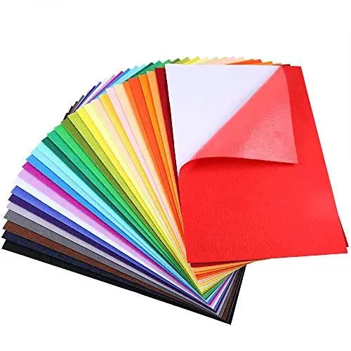 Produktbild: Caydo 30 Stück 30 Farben selbstklebende Filzblätter Stoff klebrige Rückseitenblätter, 21 cm x 30 cm (A4-Größe), selbstklebend, vielseitig einsetzbar für Kunst und Handwerk