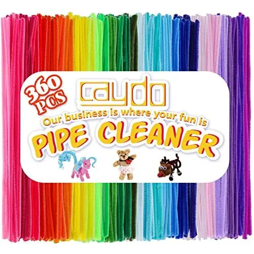 Produktbild: Caydo 360 Stück Pfeifenreiniger 40 sortierte farbige Chenille-Stiele für Kunst und Handwerk, Bastelbedarf für Kinder (6 mm x 30 cm)