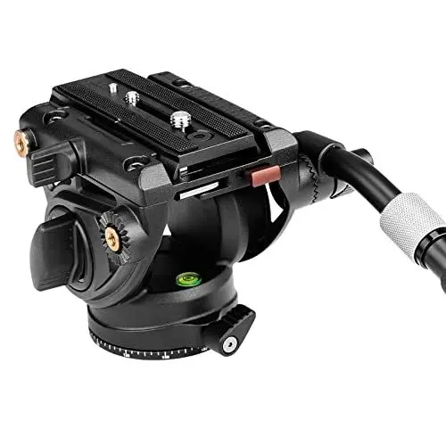 Produktbild: Cayer Video Stativ Fluid Kopf mit Schnellwechselplatte, Teleskopgriff & skalierte Basis für spiegellose, Video-Kameras und DSLRs, kompatibel mit Gimbal Platte für DJI RS Serie, K6