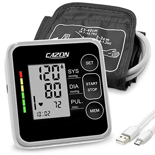 Produktbild: CAZON Blutdruckmessgeräte Oberarm Digital Vollautomatisch Blutdruckmessgerät Pulsmessung Blutdruckmessung Großes mit Große Manschette 2x120 Dual-User Schwarz