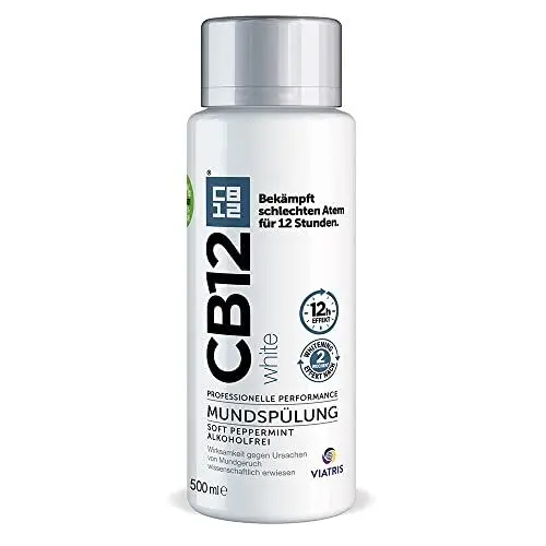Produktbild: CB12 White – Angenehmer Atem für 12 Stunden und weißere Zähne – 500 ml, Minze, für Mundgeruch Behandlung