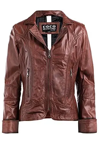 Produktbild: CBL Damen Lederjacke aus Echtleder im klassisches Design, Farbe:mokka, Größe:42