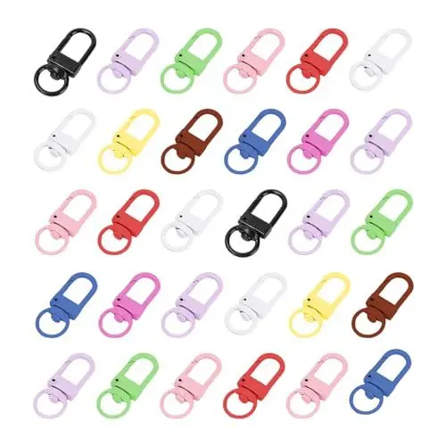 Produktbild: CBLDF Mini Karabiner Schlüsselanhänger, 40 Stück Karabinerhaken mit Drehgelenk, Schlüsselanhänger Karabiner, mit Drehbarer Klauenschnalle, Zufällige Farbe, Geeignet für DIY-Taschen