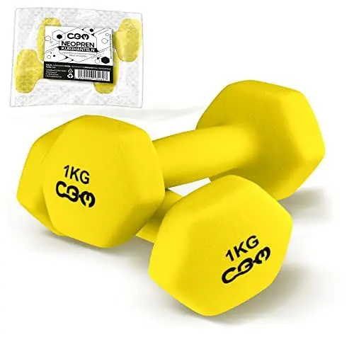 Produktbild: CBM Neopren Hanteln Set - (1kg) Kurzhanteln Set - Hexagon Kurzhantel-Set - Kein ständiges Wegrollen - Ganzkörpertraining für Zuhause - rutschfest & ergonomisch