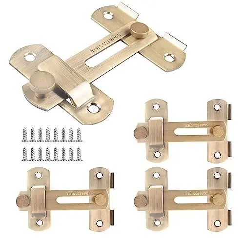 Produktbild: CBRIGHT 4 Packungen Scheunentürriegel, Edelstahl, Scheunentor, Klapptürriegel, zweifach gefaltet, Türschloss, Schiebetürschloss (Bronze)