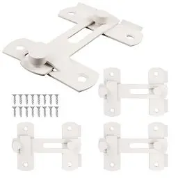 Produktbild: CBRIGHT 4 Packungen Scheunentürriegel, Edelstahl, Scheunentor, Klapptürriegel, zweifach gefaltet, Türschloss, Schiebetürschloss (Weiß)