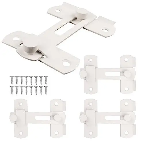 Produktbild: CBRIGHT 4 Packungen Scheunentürriegel, Edelstahl, Scheunentor, Klapptürriegel, zweifach gefaltet, Türschloss, Schiebetürschloss (Weiß)
