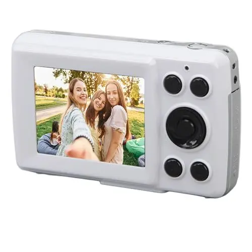 Produktbild: CCD-Digitalkamera, 16-facher Digitalzoom 1080P 16 MP HD-Digitalkamera, Autofokus-Mehrachsenstabilisierung, Vlogging-Kamera für Studenten, Kinder, Anfänger (White)