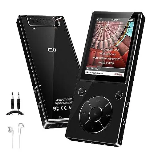 Produktbild: CCHKFEI 32GB MP3-Player Bluetooth 2,4 Zoll Farbbildschirm HiFi Metal Sport Musik MP3 Player mit Bluetooth Lautsprecher FM-Radio Diktiergerät für Reisen Laufen Kinder