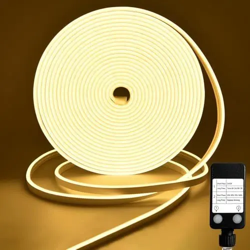 Produktbild: CCILAND LED Strip 10M, 24V Neon Streifen Dimmbar 2700k, Silikon Flexibel LED Lichtband mit Timer Wasserdicht für Heim Küche Innen Außen DIY Dekor (Warmweiß)