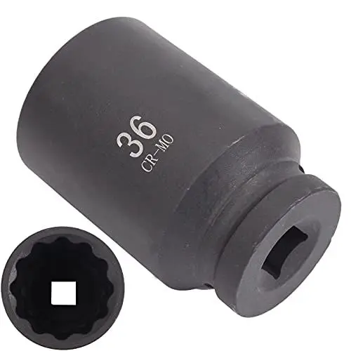 Produktbild: CCLIFE 1/2'' SW 36mm Vielzahn Nuss tief CR-MO Stahl Schlagschrauber 12 Kant Antriebswellen Werkzeug Kraft Stecknuss