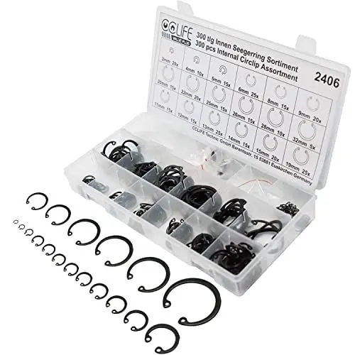 Produktbild: CCLIFE 300tlg Innen-Seegerring Ø 3-32 mm Sprengring Set Seegering Sortiment Sicherungsring für E-Clip