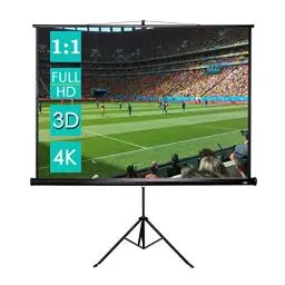 Produktbild: CCLIFE Beamer Leinwand mit Stativ Inklusiv Montagematerial 85/99 / 114 Zoll Projektionsleinwand Rolloleinwand heimkino Mobile