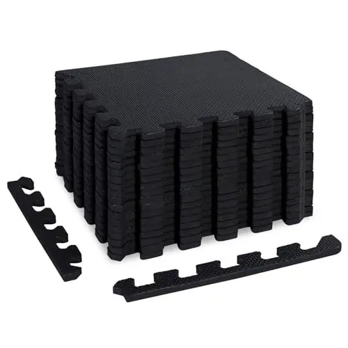 Produktbild: CCLIFE Bodenschutzmatte Fitness Bodenmatte Fitnessgeräte Puzzle Sportmatten Schutzmatten Fitnessraum Unterlegmatte,30x30 cm 18 Stück Schwarz - Leinwandbindung