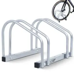 Produktbild: CCLIFE Fahrradständer Boden für 2 Fahrräder mit Reifenbreiten bis 65 mm Eisen Fahrradhalter 40 x 32 x 26 cm