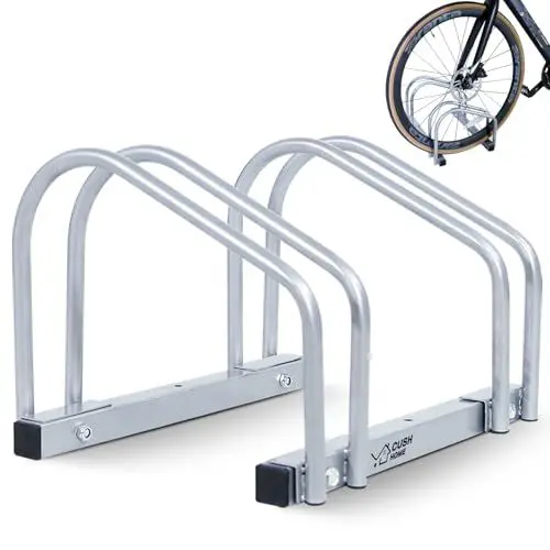Produktbild: CCLIFE Fahrradständer Boden für 2 Fahrräder mit Reifenbreiten bis 65 mm Eisen Fahrradhalter 40 x 32 x 26 cm