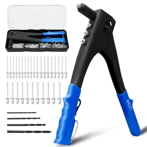 Produktbild: CCLIFE Nietzange Set Blindnietzange Popnietenzange 4 Schwere HSS-Bohrer mit Stoßfeste PET-Box Nietenzange Profi Nietpistole Schwere 200tlg Blindnieten 2,4 3,2 4,0 4,8mm Nieten Zange