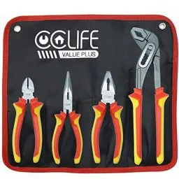 Produktbild: CCLIFE Profi 4 tlg. Zangen Satz Universal Kombizange 170mm-Spitzzange 170mm-Seitenschneider 160mm-Wasserpumpenzange 250mm für Haushalt, Werkstatt Werkzeug Zangen Handwerkzeug