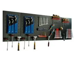 Produktbild: CCLIFE Werkzeugwand Lochwand Inkl.66-Teiligem Metall Werkzeuglochwand Vier Teile 200 x 60 x 2 cm Erweiterbar Zubehör Wandregal Werkzeugaufbewahrung Schwarz