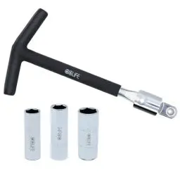 Produktbild: CCLIFE Zündkerzenschlüssel Universal 16mm, 18mm, 21mm 4-teilig für Auto und Motorrad, T-Griff 1/2” Zündkerzensteckschlüssel, Zündkerzenentferner-Werkzeug, Schwarz