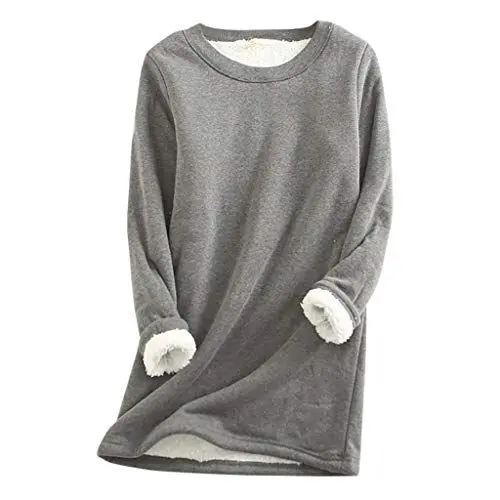 Produktbild: CCOOfhhc Damen Fleece Sweatshirts Winter Warme Loungewear Rundhal Fleece Plüsch Sweatshirt Ohne Kapuze Thermounterwäsche Langarm Teddy Innenfutter Gemütlich Pullover Sportshirt Oberteile