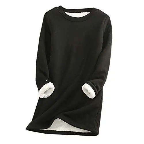 Produktbild: CCOOfhhc Damen Pullover Winter Fleecepulli Warmer Loungewear Rundhal Plüsch Pulli Ohne Kapuze Thermounterwäsche Teddy-Fleece Gefütterte Sweatshirts Bequeme Langarm Sportshirt Oberteil