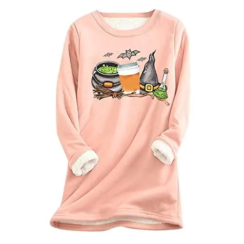 Produktbild: CCOOfhhc Hoodie Damen Fleece Winter Wärme Unterwäsche Rundhals Fleecepullover Plüsch Sweatshirt Ohne Kapuze Thermounterwäsche Langarmshirt Teddy Innenfutter Bequem Pullover Sportshirt Oberteile