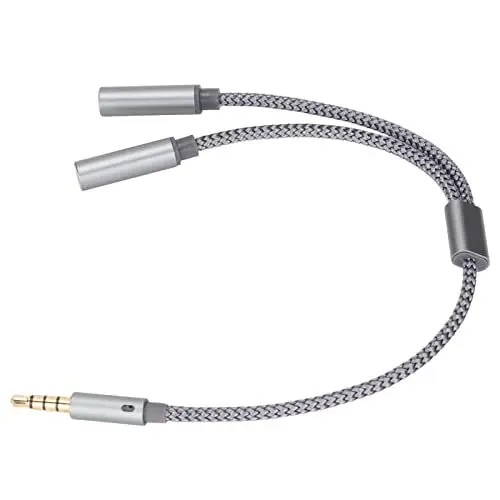 Produktbild: CCYLEZ Audio Erweiterungs Splitter, 4 poliger Vergoldeter Stecker auf Zwei Weibliche Kopfhörer Y Kabel, Aux Audio Mikrofon Extender für Notebook Computer