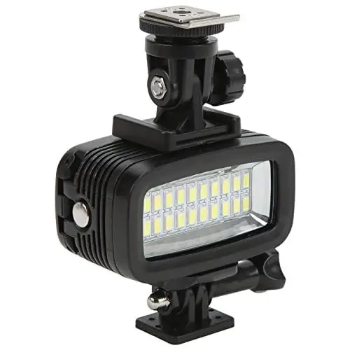 Produktbild: CCYLEZ IPX8 wasserdichte Tauchlampe, Video Nachtlicht, 20 LEDs, Bis zu 40 Meter Tief, mit Adapterhalterung, 1900 MAh, für Action-Kamera(Schwarz)