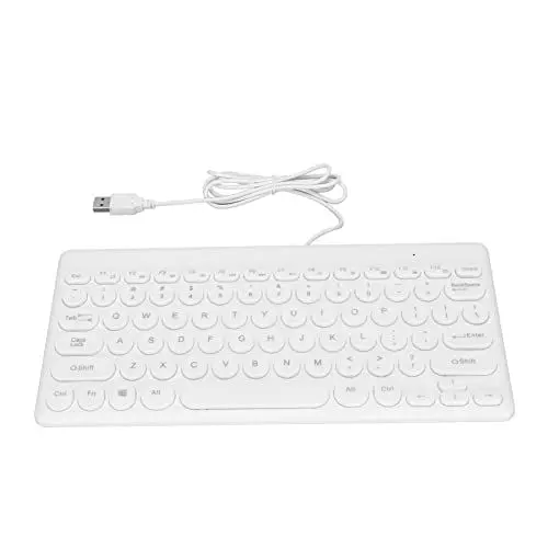 Produktbild: CCYLEZ USB-Tastatur, Kabelgebundene 78-Tasten-Tastatur, Schlanke Tastatur, Tragbare Tastatur, mit Ergonomischem Design und Runden Tastenkappen, Stromsparende Kleine Tastatur für Computer(Weiß)