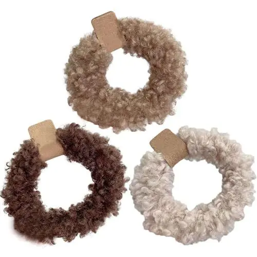 Produktbild: CCYXFB 3 Stück Haargummi Ohne Beschädigung, Plüsch Haargummis Mädchen Für Winter, Weiche Dicke Haarband, Haarschmuck Damen-A-1 Count(Pack of 3)