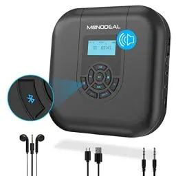 Produktbild: CD Player Tragbar, MONODEAL Tragbarer Bluetooth, Wiederaufladbar mit Lautsprecher und FM Transmitter, Discman CD Player für Auto, Anti-Skip klein mit Kopfhörer