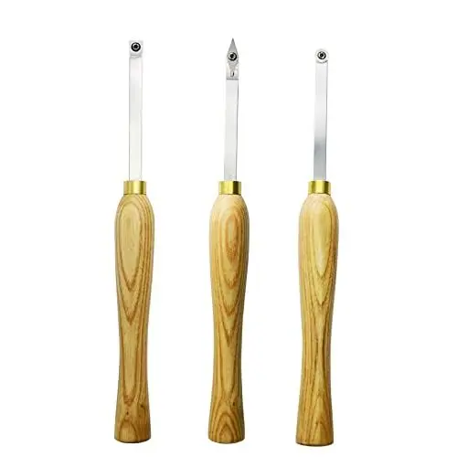 Produktbild: CDBP Drechselwerkzeug, Drechseleisen Set Drehmaschinen Drehmeißel für Holz, 3-Teiliges Set Drechselzubehör mit Rundkopf, Vierkantkopf, Diamantkopf, Hartmetall Drehstahl Holzdrehwerkzeug
