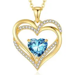 Produktbild: CDE Kette Damen Herzkette 925 Sterling Silber Geburtsstein Halsketten Schmuck Herz Anhänger Weihnachten Valentinstag Muttertags Geschenk Hochzeit Jubiläum Geburtstag Frau Freundin Mama