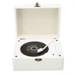 Produktbild: CD-Player, Tragbarer BT-Desktop-CD-Player mit Zwei Lautsprechern, Stereo-Sound für Zuhause, Grammophon, Vintage-Retro-Stil, CD-Plattenspieler mit Fernbedienung (Weiss)