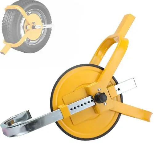Produktbild: CDZHLTG Radkralle Parkkralle Reifenkralle mit Sicherheitsschloss 2 Schlüssel- sichere Diebstahlsicherung Wegfahrsperre für PKW, Wohnwagen, Anhänger, Reifenbreite 220mm Räder 13-15