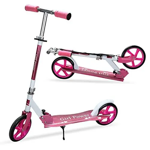 Produktbild: Cecaylie Roller Kinder Scooter, 2 Räder Kickscooter 3 Höhenverstellbare Kinderroller 205mm Big Wheel Cityroller mit Tragegurt, Tretroller bis 100kg für Mädchen Jungen Kinder ab 5 Jahre, Rosa