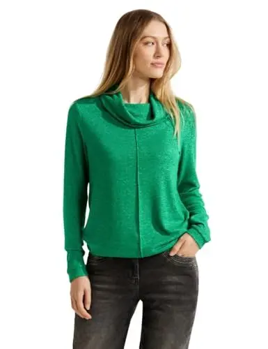 Produktbild: CECIL Damen B320665 Langarmshirt, Cosy Easy Green Melange, XXL