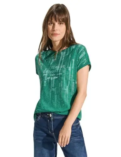 Produktbild: CECIL Damen B321926 T-Shirt mit Burnout, Malachite Green, Large