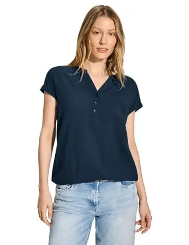 Produktbild: CECIL Damen B344828 Uni Viskose Bluse, Dark Petrol Blue, M
