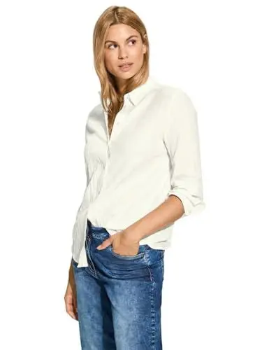 Produktbild: CECIL Damen B344906 Gestreifte Struktur-Bluse, Vanilla White, XXL EU