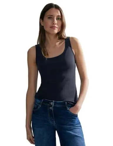 Produktbild: CECIL Damen Style Linda Basic Top Baumwolle, Universal Blue, S EU