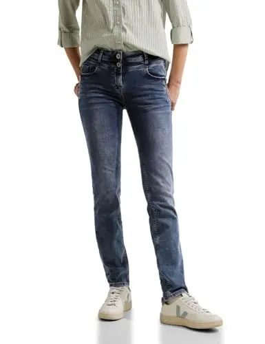 Produktbild: Cecil Damen B376933 Jeanshose Slim, Dark Blue Black Washed, 33W / 30L